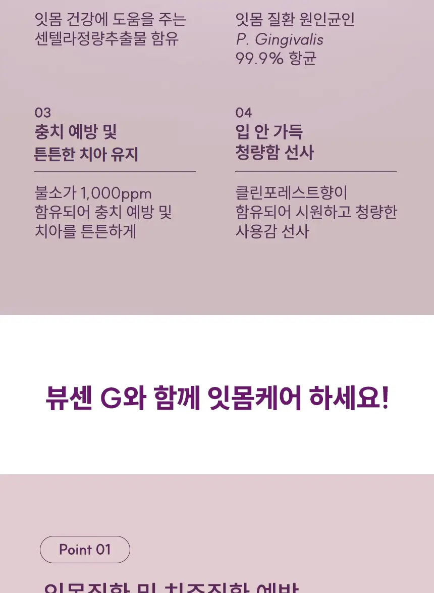 [불소 포함] 뷰센G 잇몸케어 치약 120g 상세페이지 5